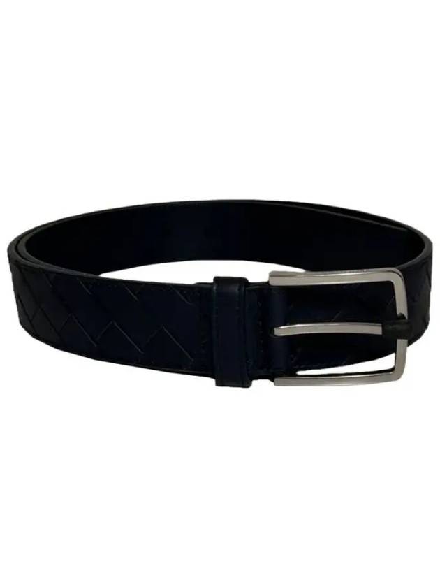 Intrecciato Leather Belt Navy - BOTTEGA VENETA - BALAAN 2