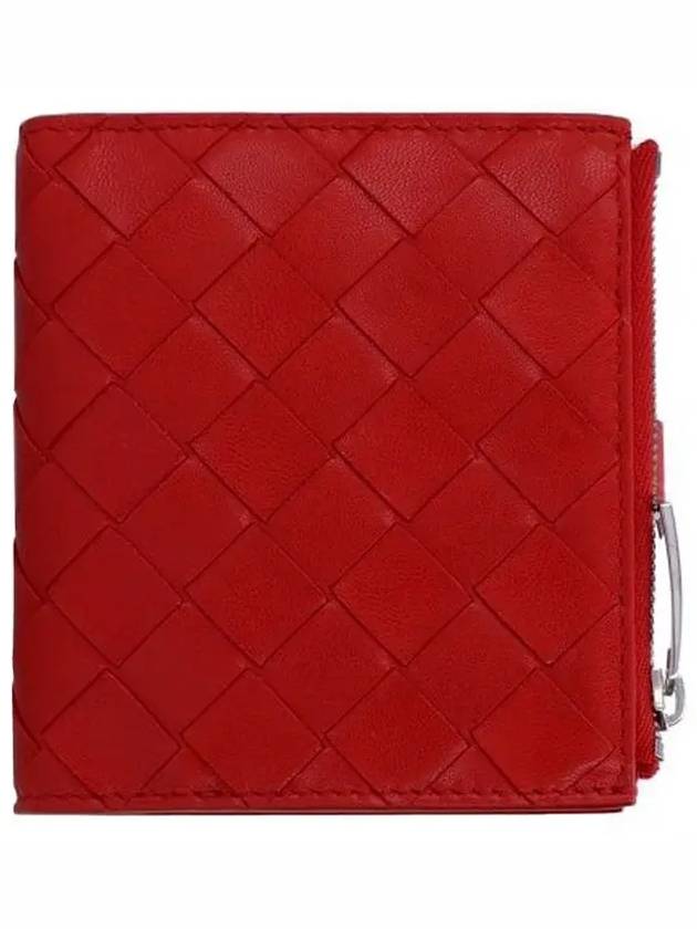 Intrecciato Zipper Half Wallet Red - BOTTEGA VENETA - BALAAN 3