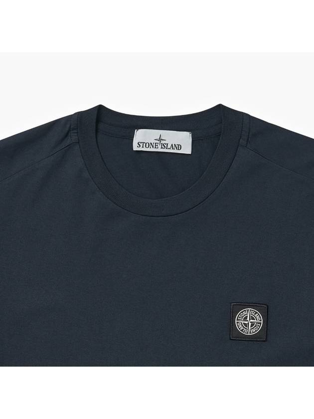 Logo Patch Short Sleeve T-Shirt Navy - STONE ISLAND - BALAAN 4