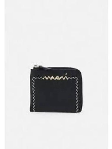 Logo Zip Around Card Wallet Black - MARNI - BALAAN 1