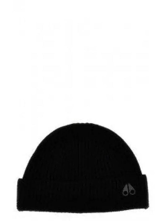 Logo Patch Wool Beanie Black - MOOSE KNUCKLES - BALAAN 2