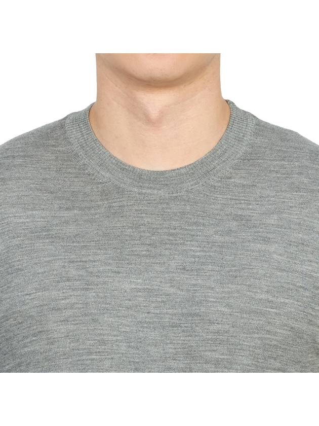 4 Bar Armband Classic Merino Wool Knit Top Light Grey - THOM BROWNE - BALAAN 6