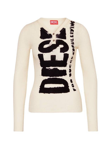 M Arita Logo Print Knit Top Ivory - DIESEL - BALAAN 1