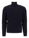 Logo Rib Turtleneck Navy - AMI - BALAAN 1