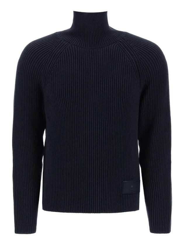 Logo Rib Turtleneck Navy - AMI - BALAAN 1