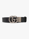 GG Marmont Silver Reversible Thin Belt Black - GUCCI - BALAAN 3