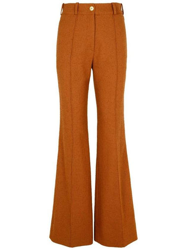 Patou Brown Wool Blend Flare Pants - PATOU - BALAAN 1