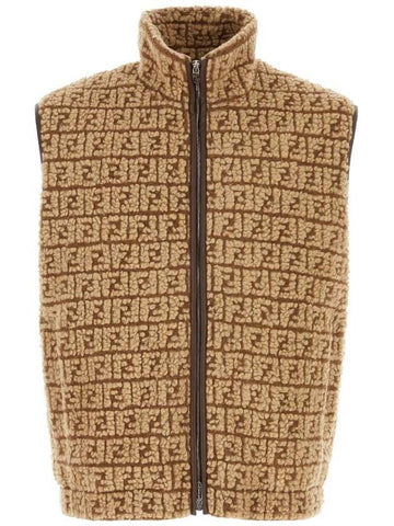 All Over FF Motif High Neck Vest Brown - FENDI - BALAAN 1