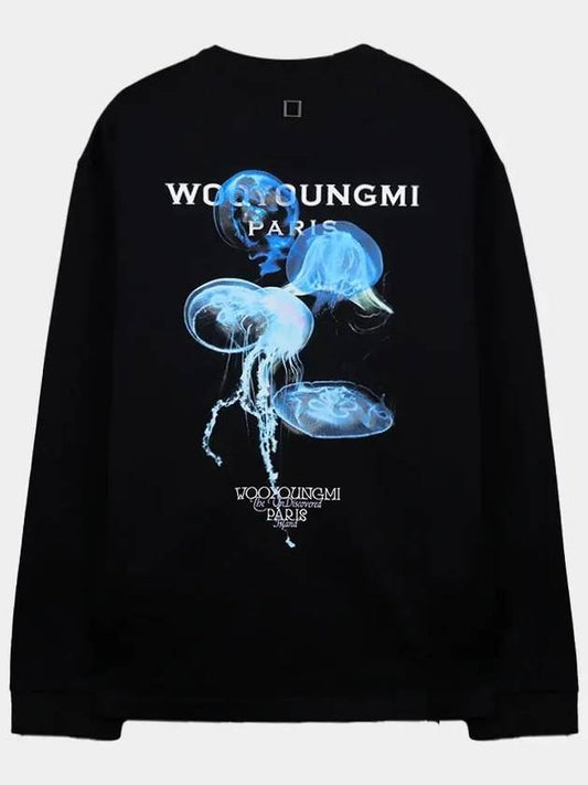 Luminous Jellyfish Back Logo Long Sleeve T-Shirt Black - WOOYOUNGMI - BALAAN 2