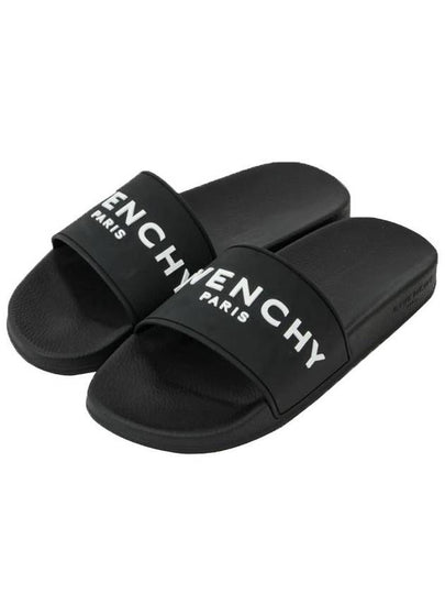 Logo Rubber Slide Slippers Black - GIVENCHY - BALAAN 2