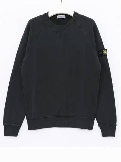 Kids Garment Dyed Old Effect Diagonal Cotton Fleece Sweatshirt Black - STONE ISLAND - BALAAN 2