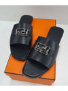 375 size Villa Villa Silver Metal Black Sandals Mule Slippers - HERMES - BALAAN 2