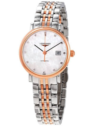 Longines Elegant Automatic Diamond White Mother of Pearl Dial Ladies Watch L4.310.5.87.7 - LONGINES - BALAAN 1