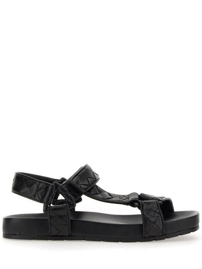 Trip Intrecciato Leather Sandals Black - BOTTEGA VENETA - BALAAN 2