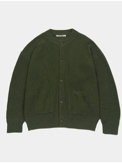 Oversized Wool Knit Cardigan Olive Green - EXCONTAINER - BALAAN 2