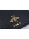 Leather Animalier Leather Card Case Wallet Black - GUCCI - BALAAN 3