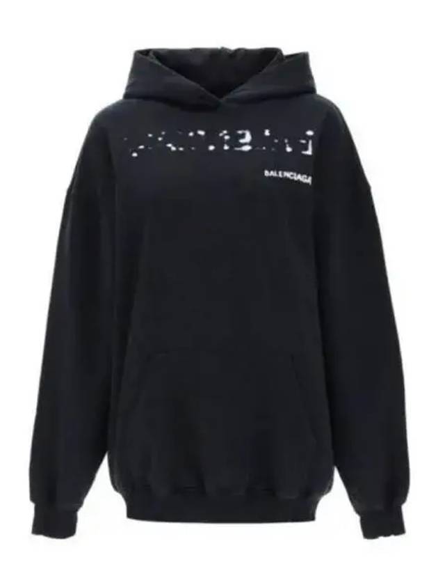 Logo Oversized Cotton Hoodie Black - BALENCIAGA - BALAAN 2