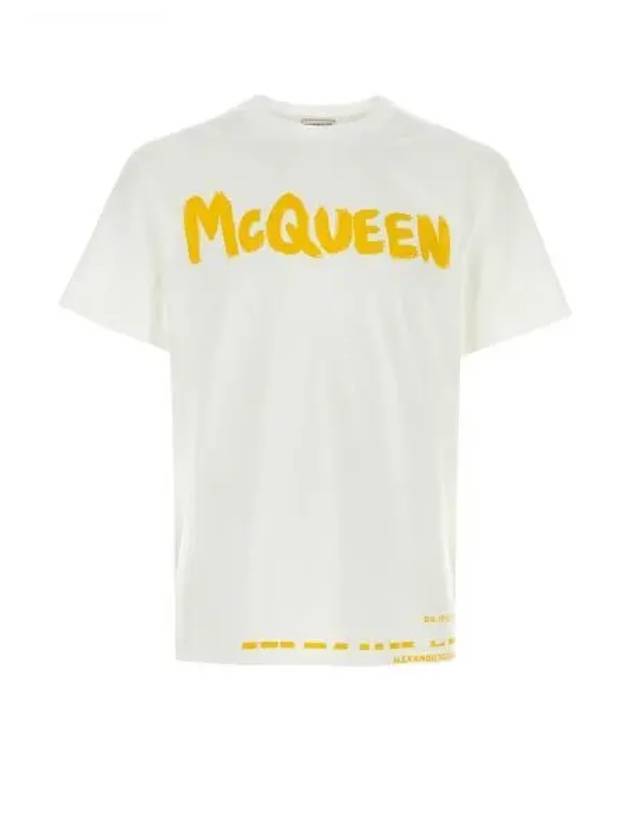 Men's Graffiti Logo Short Sleeve T-Shirt White - ALEXANDER MCQUEEN - BALAAN 2