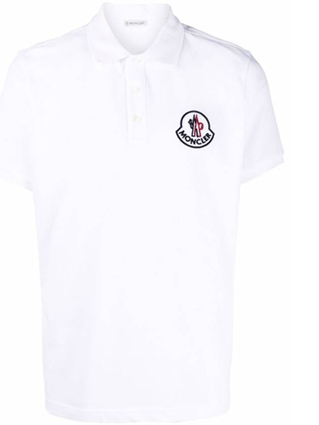 Embroidered Logo Short Sleeve Polo Shirt White - MONCLER - BALAAN 2