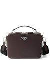 Medium Brique Saffiano Leather Cross Bag Cinnamon - PRADA - BALAAN 1