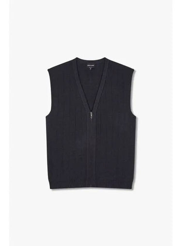 Just one day Men s silky wool knitted zip up vest dark navy - GIORGIO ARMANI - BALAAN 1