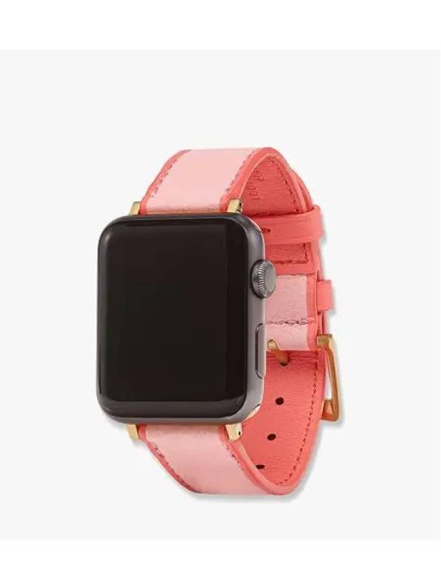 Embossed Leather Apple Watch Band Pink - MCM - BALAAN 1