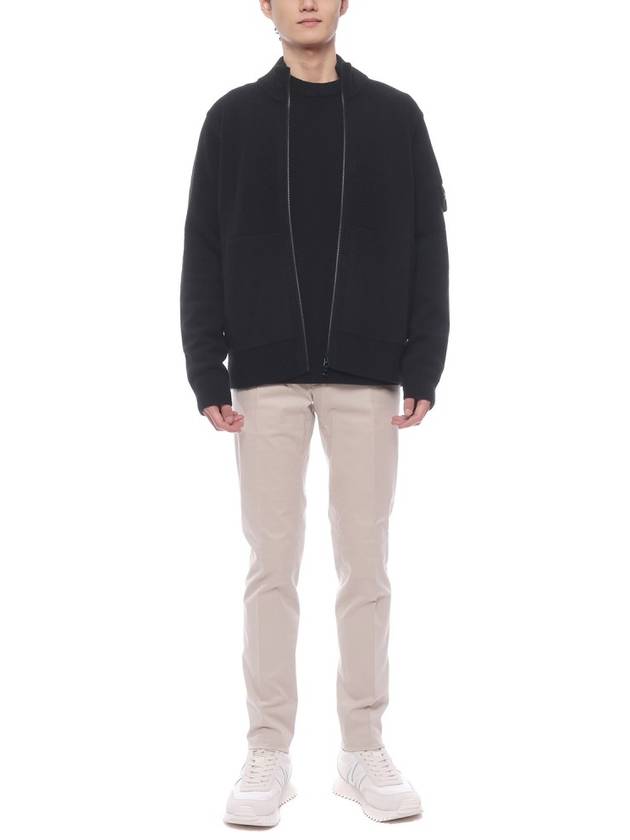 Compass Patch Cardigan Black - STONE ISLAND - BALAAN 4