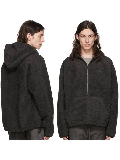 Polar Fleece Half Zip Shearling Hoodie Black - FEAR OF GOD ESSENTIALS - BALAAN 2