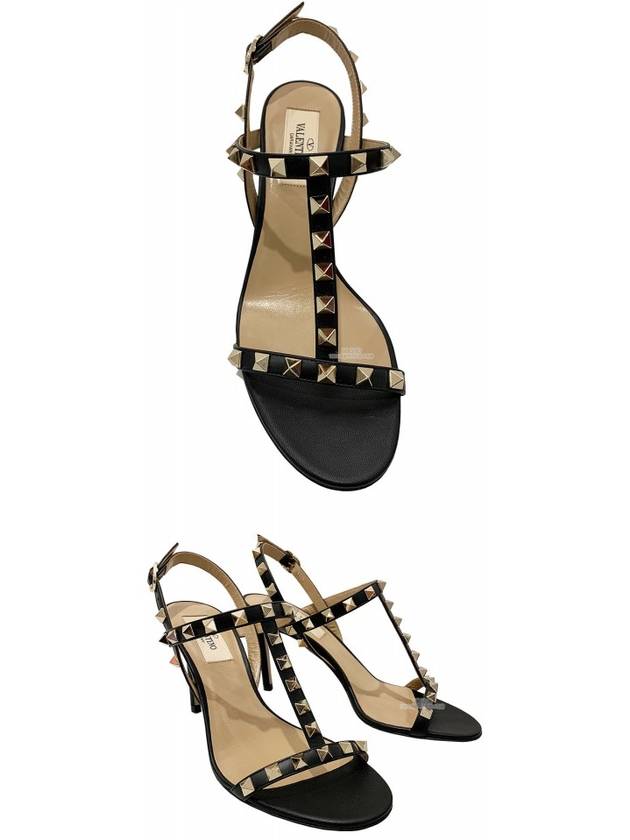 Women's Rockstud Metallic Sandal Heels Black - VALENTINO - BALAAN 7