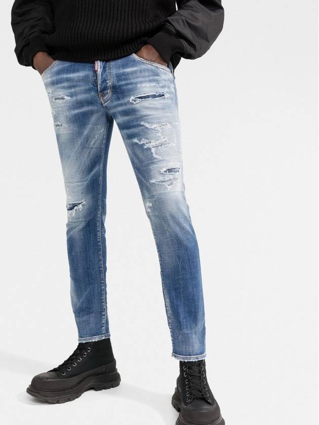 Men's Diss Detail Skater Jeans Blue - DSQUARED2 - BALAAN 5