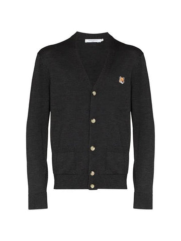 Fox Head Patch Classic Cardigan Anthracite - MAISON KITSUNE - BALAAN 1