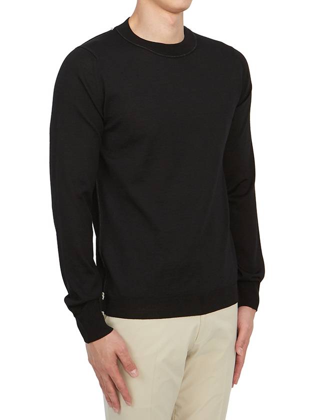 Back Stitch Crew Neck Wool Knit Top Black - MAISON MARGIELA - BALAAN 4