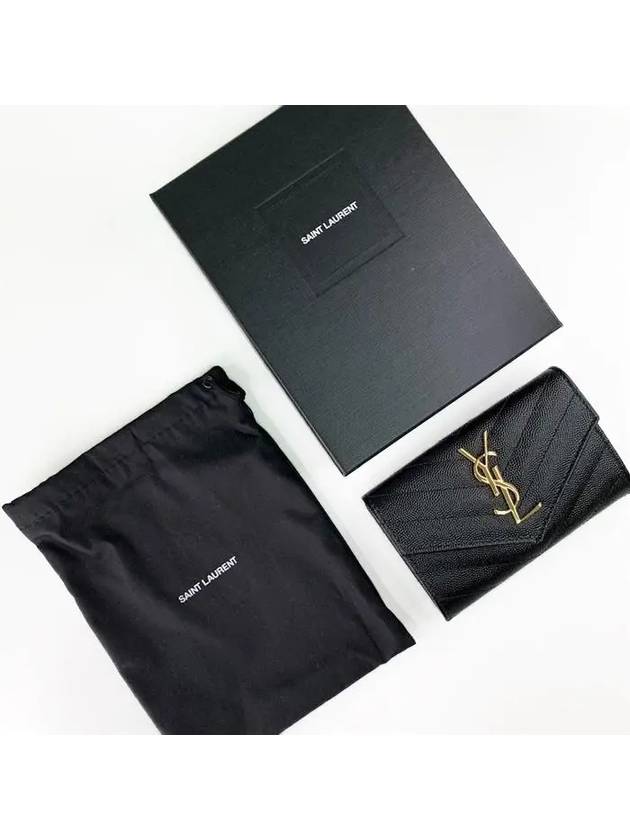 Monogram Envelope Small Half Wallet Black Gold - SAINT LAURENT - BALAAN 10