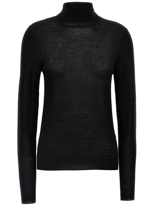 Cassandre Wool Turtle Neck Black - SAINT LAURENT - BALAAN 2