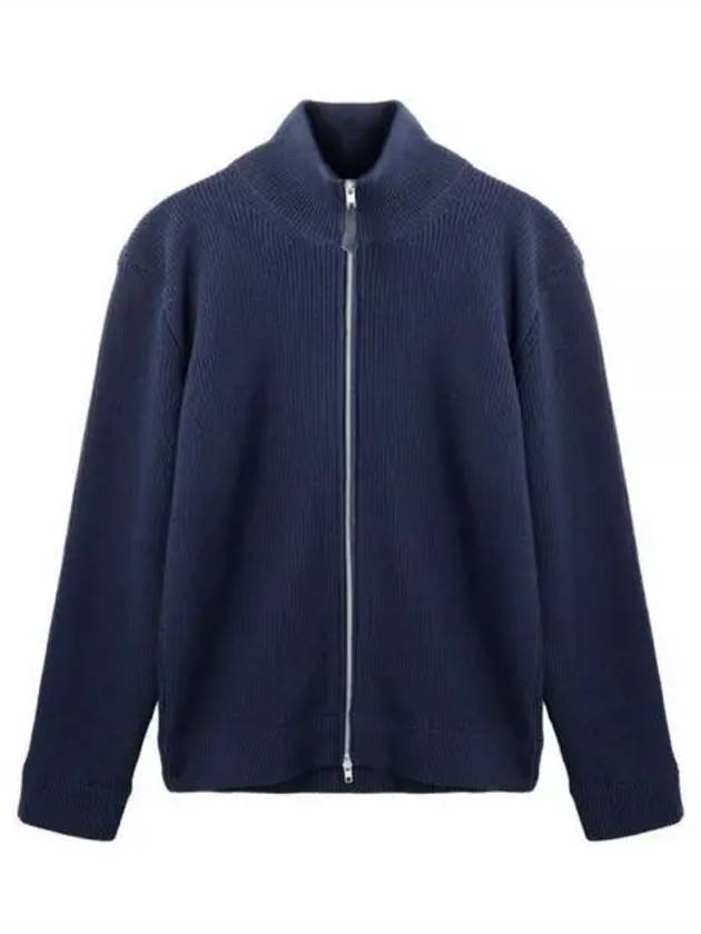 Stitch Knit High Neck Full Zip Up Cardigan Navy - MAISON MARGIELA - BALAAN 2