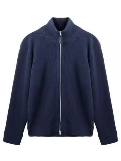 Stitch Knit High Neck Full Zip Up Cardigan Navy - MAISON MARGIELA - BALAAN 2