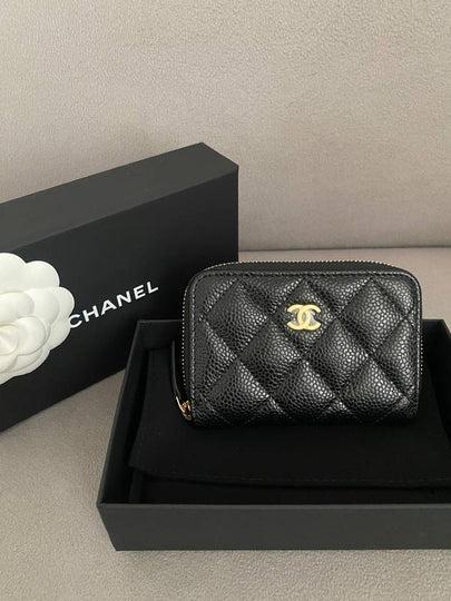 Classic Zipped Coin Purse Grained Calfskin & Gold Black - CHANEL - BALAAN 2