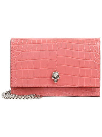 Skull Crocodile Chain Shoulder Bag Pink - ALEXANDER MCQUEEN - BALAAN 1