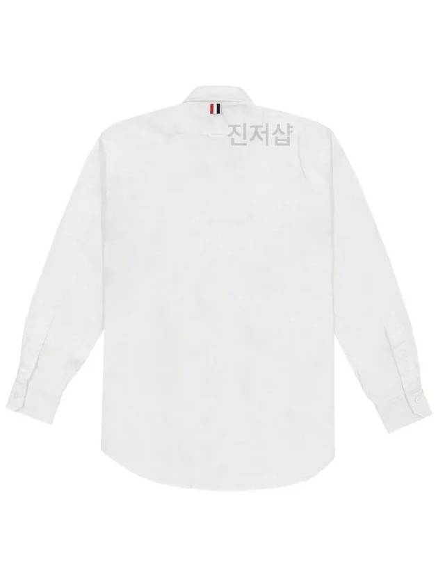 Men's Logo Patch Cotton Long Sleeve Shirt White - THOM BROWNE - BALAAN 3