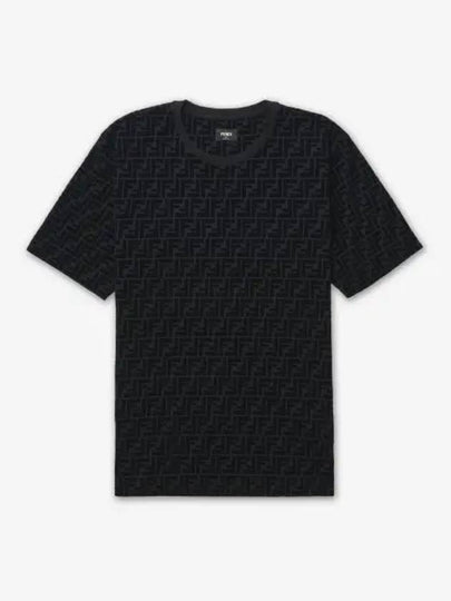 FF Logo Pique Short Sleeve T-Shirt Black - FENDI - BALAAN 2