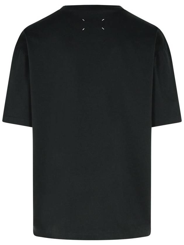 Embroidered Logo Cotton Short Sleeve T-Shirt Black - MAISON MARGIELA - BALAAN 4