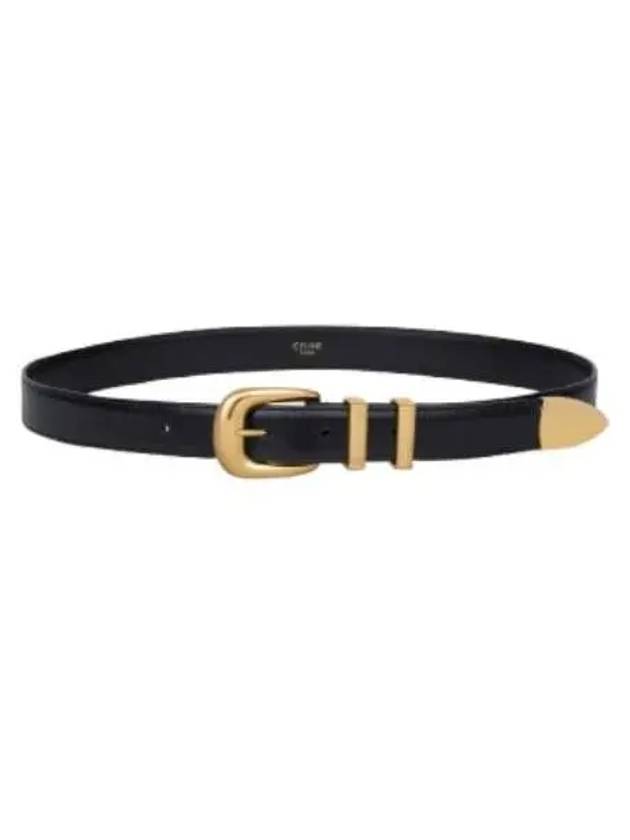 Women's Medium Western Leather Belt Black - CELINE - BALAAN 2