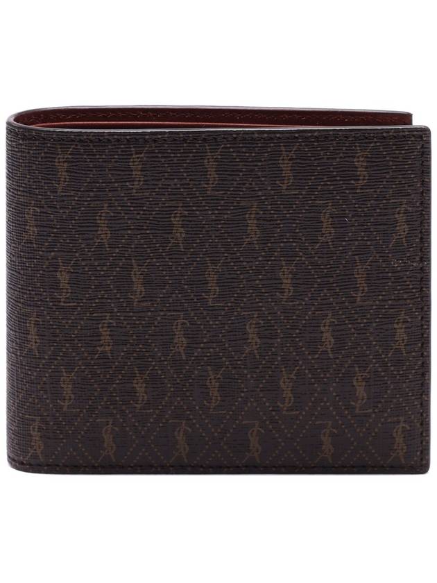 Monogram Canvas All Over Half Wallet Brown - SAINT LAURENT - BALAAN 3