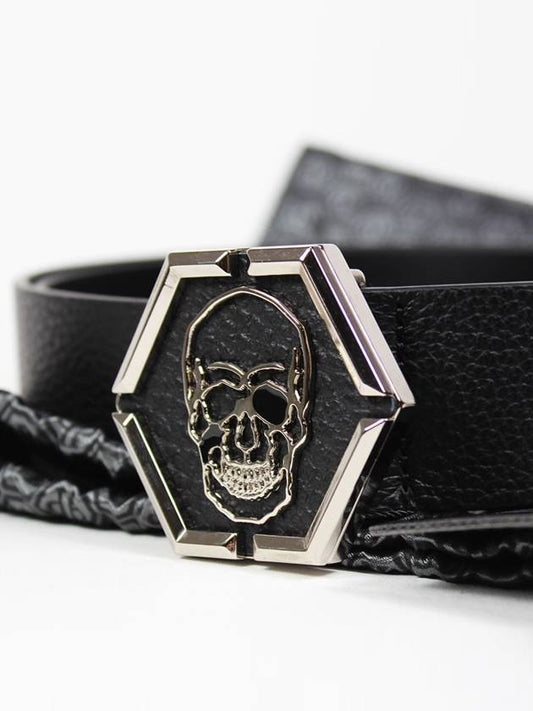 Men's Skull Patch Logo Leather Belt Iconic Plein FAAA MVA0705 PLE010N - PHILIPP PLEIN - BALAAN 1