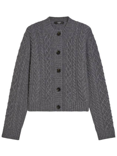 Aposi cable knit wool cardigan dark gray - WEEKEND MAX MARA - BALAAN 1