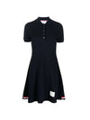 Women's Logo Patch Tennis Flare Short Dress Navy - THOM BROWNE - BALAAN 1