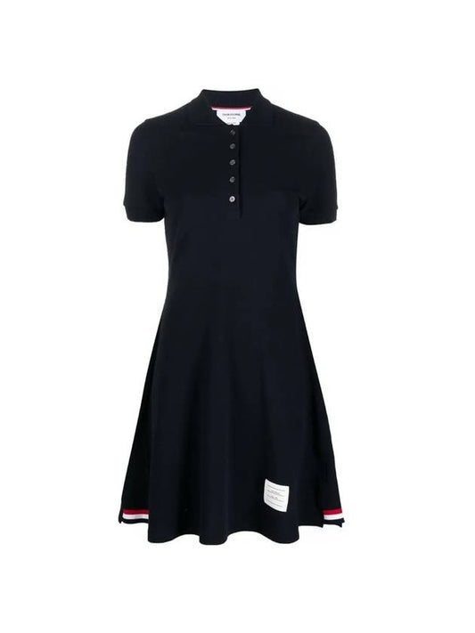 Women's Logo Patch Tennis Flare Short Dress Navy - THOM BROWNE - BALAAN 1