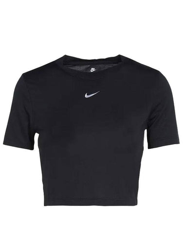 Sportswear Essentials Crop Short Sleeve T-Shirt Black - NIKE - BALAAN 1