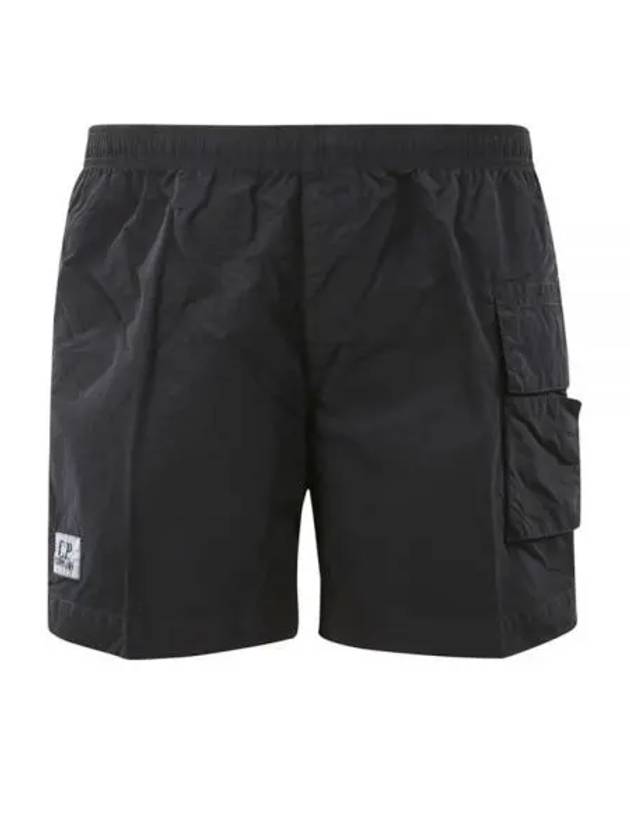 Flat Nylon Logo Patch Utility Swim Shorts Black - CP COMPANY - BALAAN 2