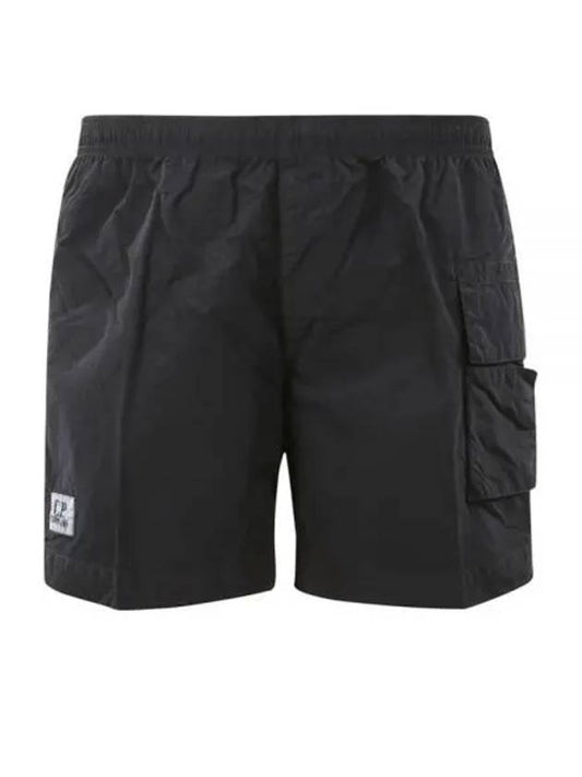 Flat Nylon Logo Patch Utility Swim Shorts Black - CP COMPANY - BALAAN 2